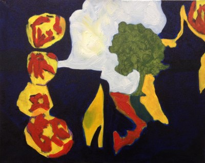 Shells + tree (2015), oil on canvas, 40.6cm x 50.8cm