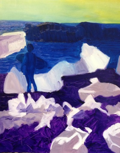 Winter surfer (2016) oil on paper, 50.8cm x 40.6cm