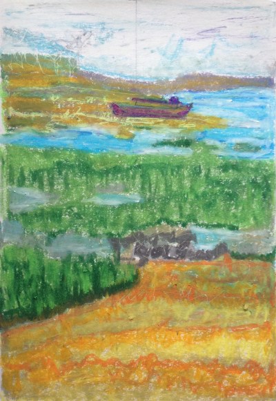 The Wreck (2016) oil pastel on paper, 297mm x 210mm