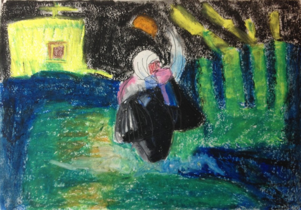 Where is home? (2016) oil pastel on paper, 210mm x 297mm