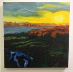 "Reedbeds at sunset" oil on canvas - at More than brushstrokes art show