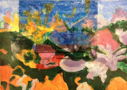 Turtle on the sea floor (2016) mixed media on paper