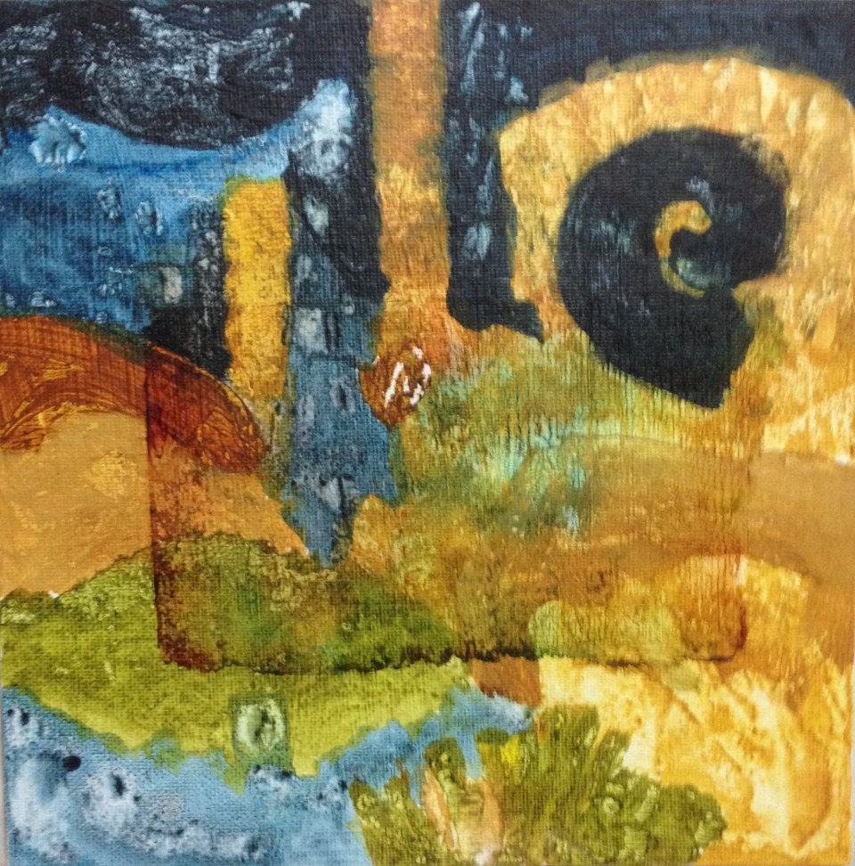 Coral on the sea floor (2016) mixed media on canvas board