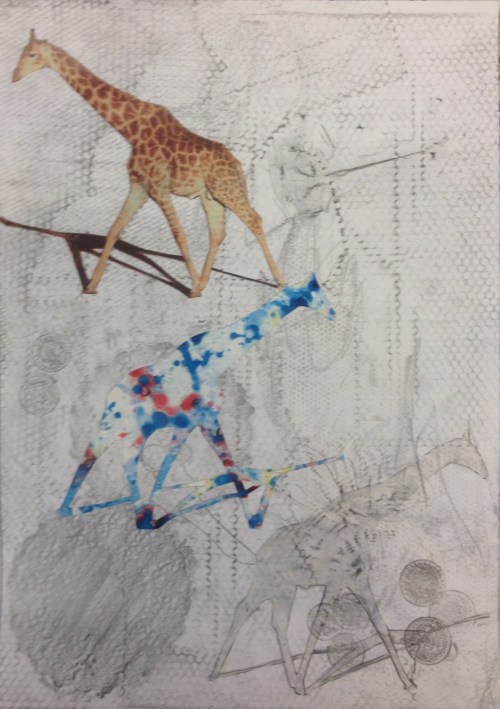 Giraffe, no giraffe (2016) mixed media on paper