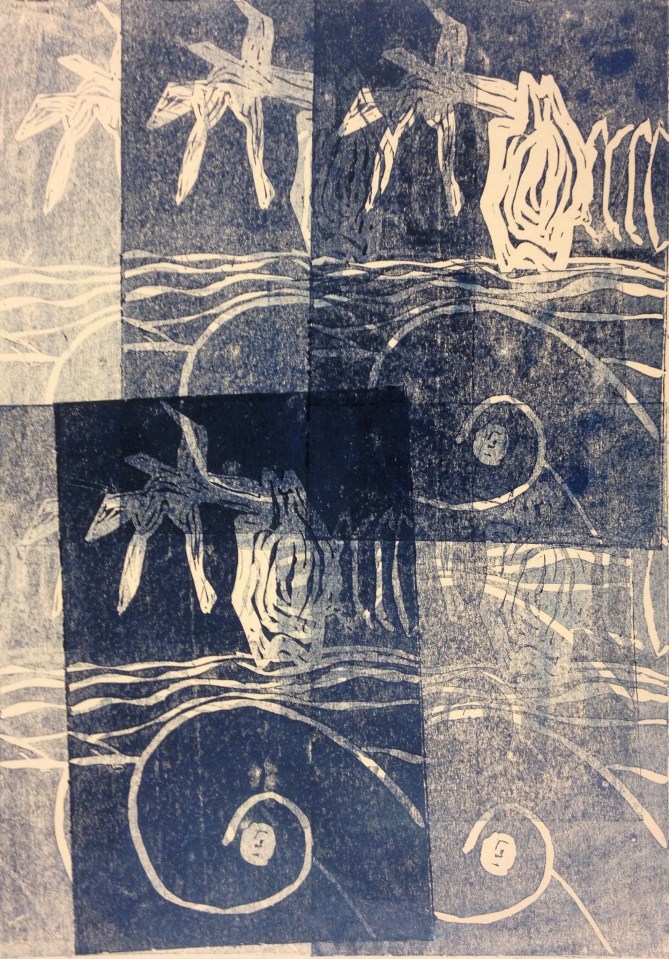 Coral I (2017) lino cut print on paper