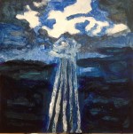 Towards the light (2017) acrylic painting on canvas board, 30cm x 30cm