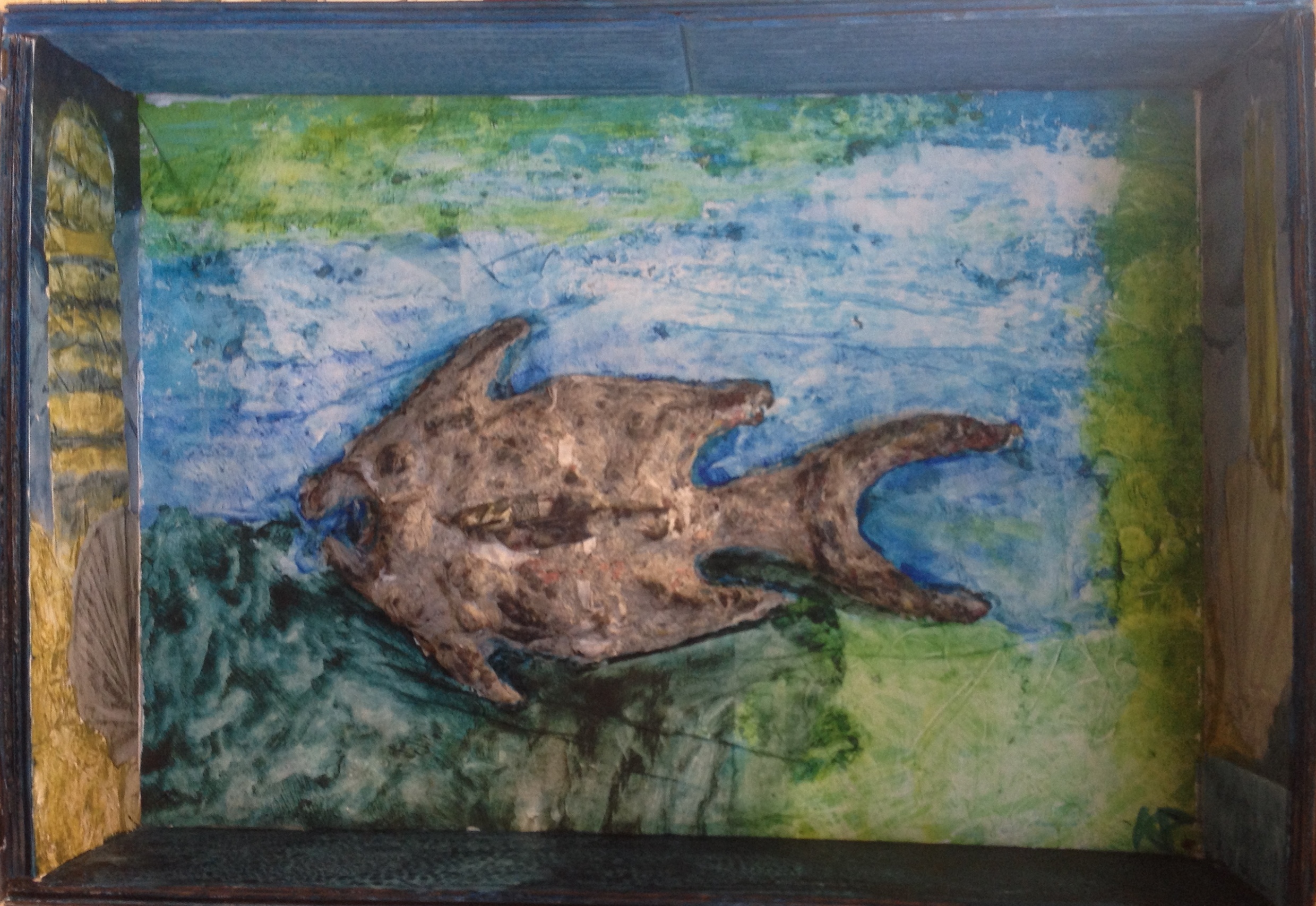 The deep (phase 1) (2017) acrylic and papier mache on cardboard