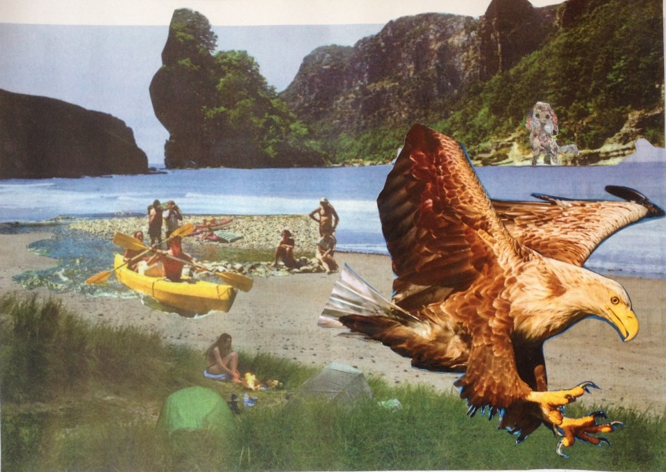 Beach scene (2017) photomontage on paper