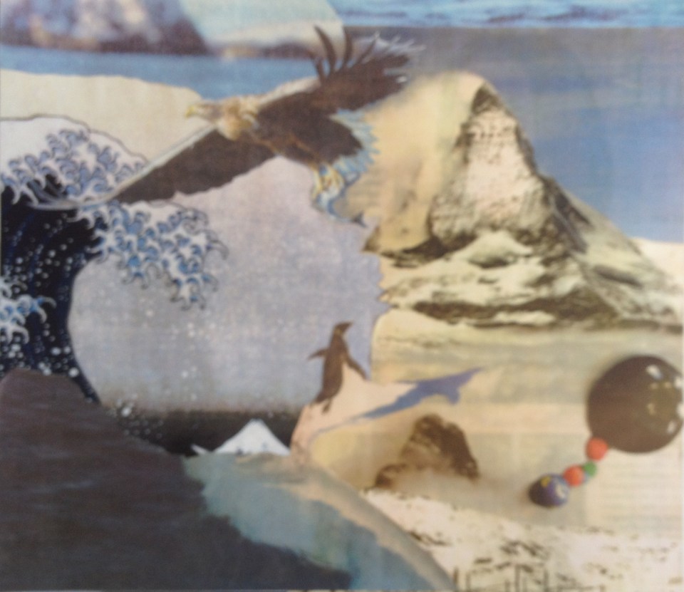 Penguin (2017) mixed media on paper