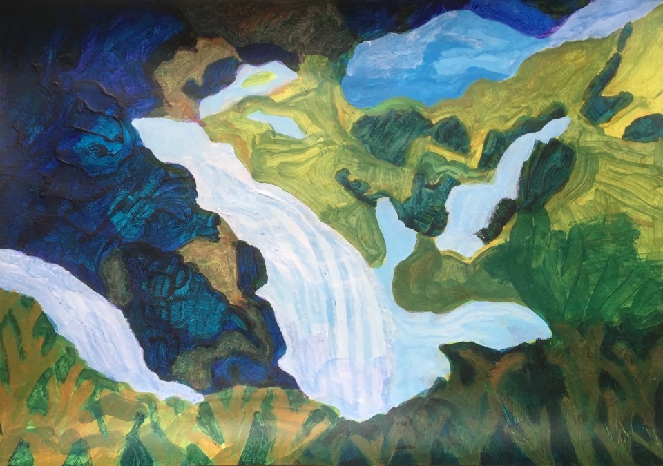 Waterfall: stage 2 (2019) acrylic on paper