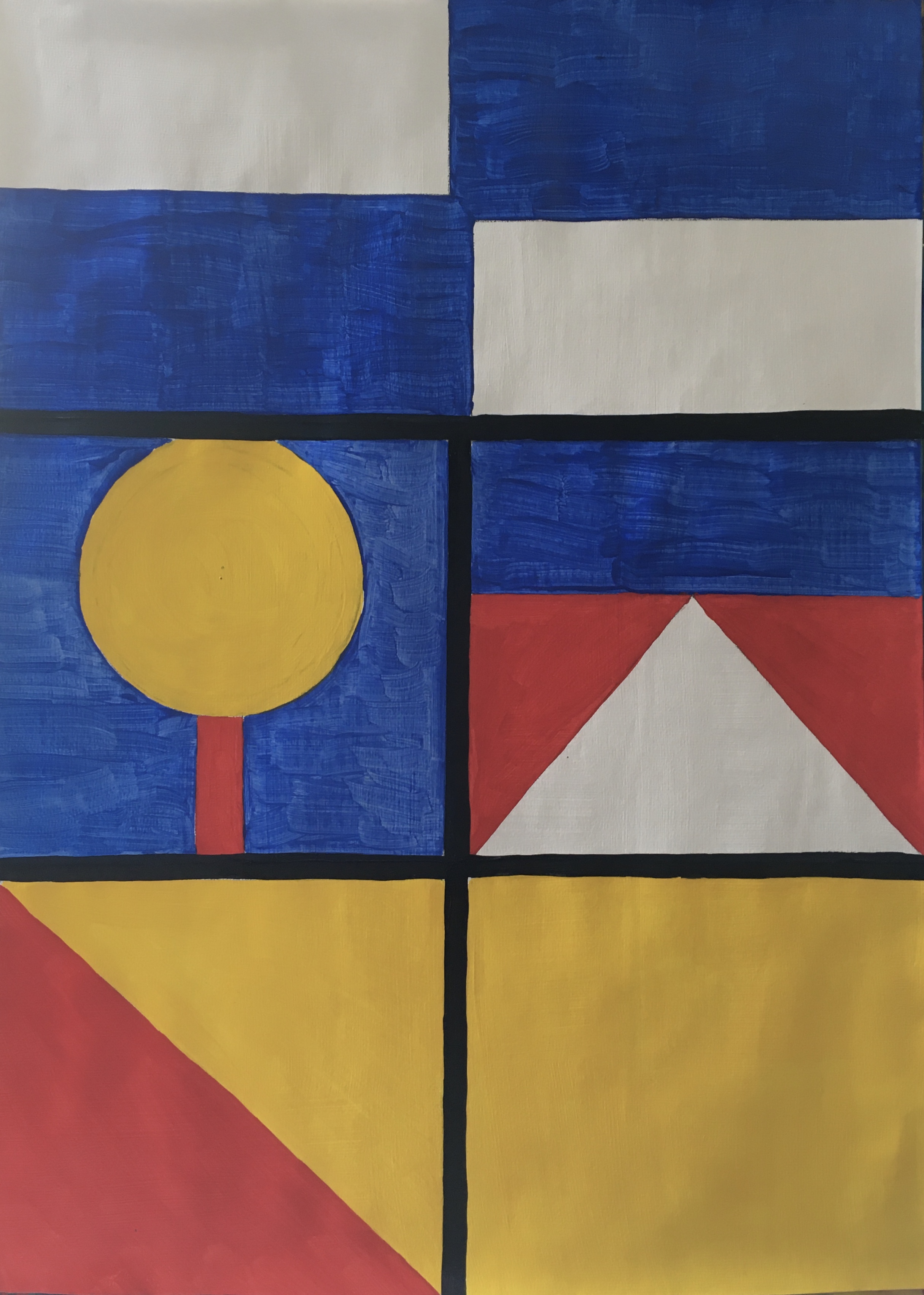 Looking out (lock-down) (2020) Acrylic on paper)