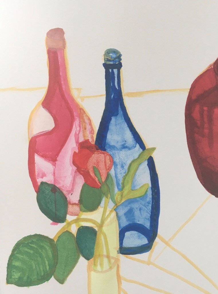 Still life (in progress) (2021) acrylic on paper