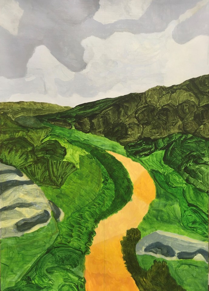Winding path (2021) acrylic on paper