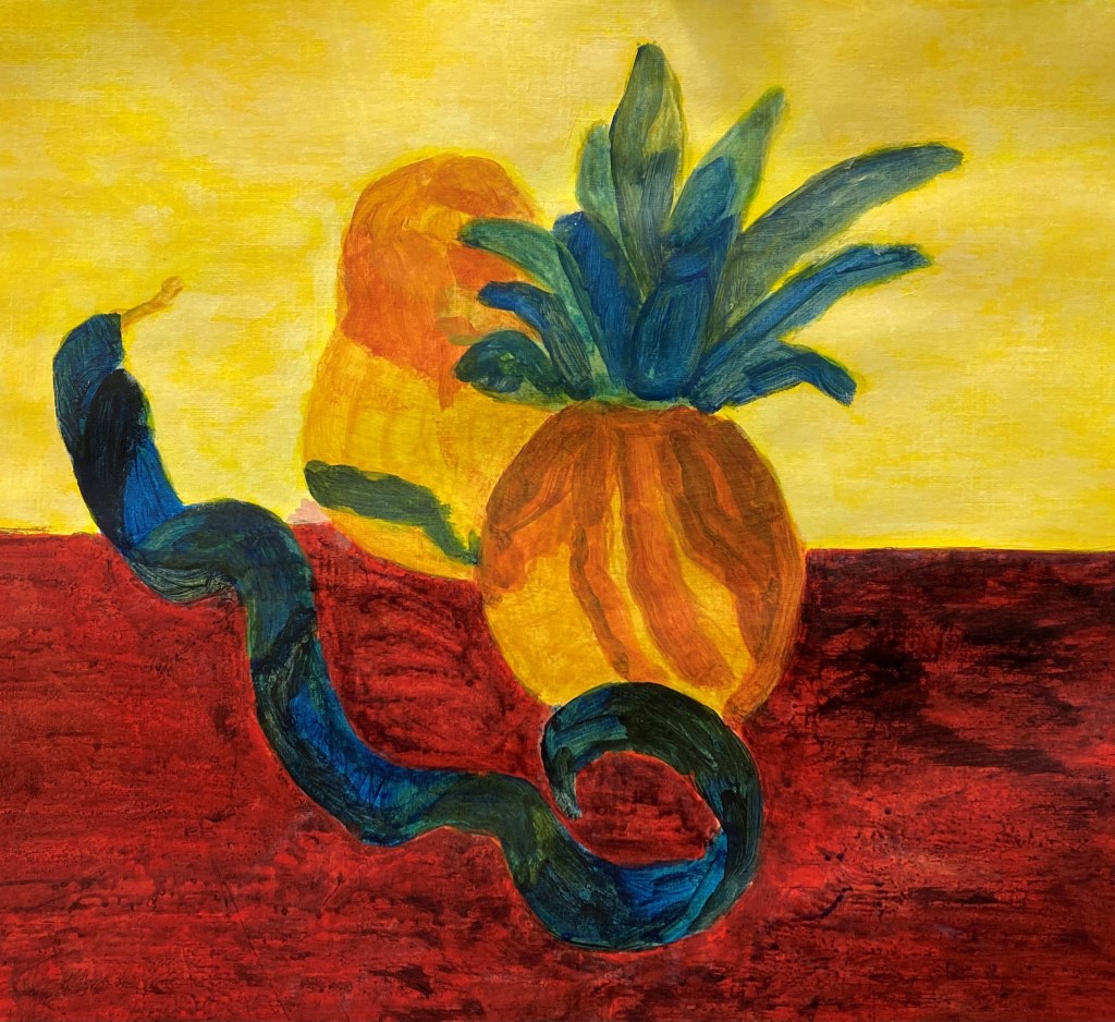 Pineapple still life (2023) acrylic on paper